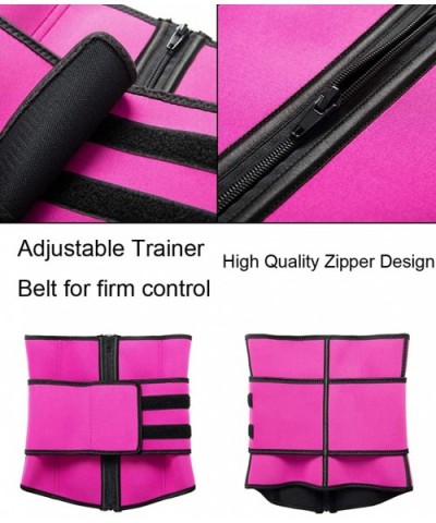 Women Waist Trainer Corset Trimmer Belt Body Shaper Waist Cincher Neoprene Sport Girdle with Zipper - Rose Red - CL19323SRZH ...