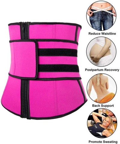 Women Waist Trainer Corset Trimmer Belt Body Shaper Waist Cincher Neoprene Sport Girdle with Zipper - Rose Red - CL19323SRZH ...