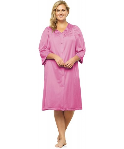 Women's Button Front Knee Length Robe 10107 - Perfumed Rose - C118HZ8LED5 $42.34 Robes