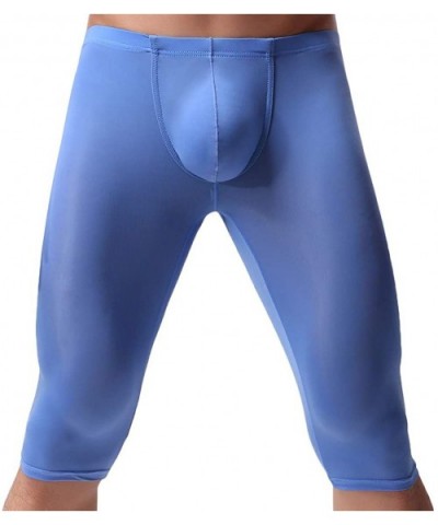 Men's Sexy Mesh Lounge Long Pants Pajamas Bottoms - Blue - CM18RXZYKUX $13.68 Boxer Briefs