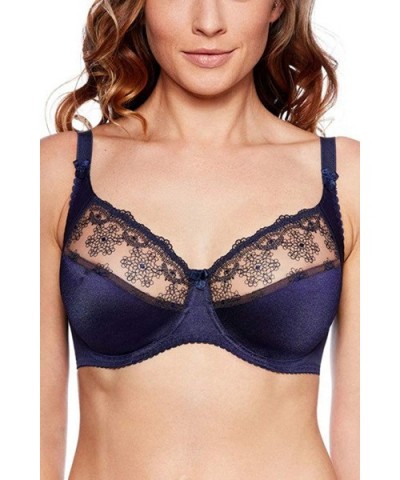 644 Woman Underwired Non Padded Bra Floral - Black - CS18QTNYLMM $41.08 Bras