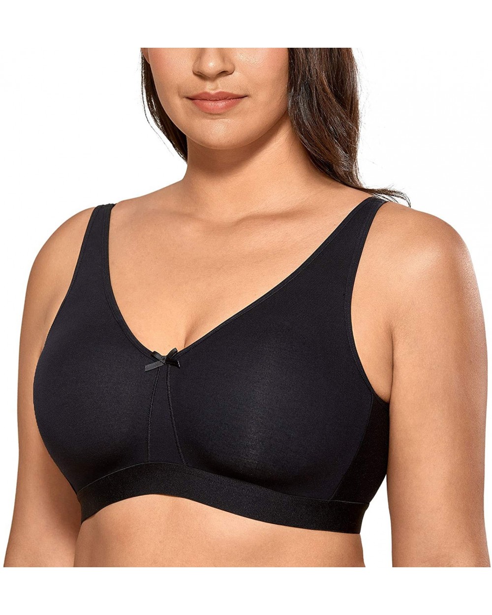 Women's Wireless Bra Plus Size Sleep Cotton Unlined Comfort Support - Black - C418ALNT4G4 $39.77 Bras