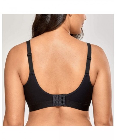 Women's Wireless Bra Plus Size Sleep Cotton Unlined Comfort Support - Black - C418ALNT4G4 $39.77 Bras