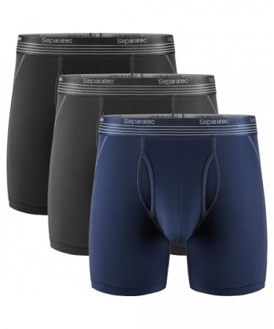 Men's Underwear 3 Pack Dual Pouch Sport Quick Dry Performance Boxer Briefs - Black/Navy Blue/Dark Gray - CE19270N9KC $60.27 B...