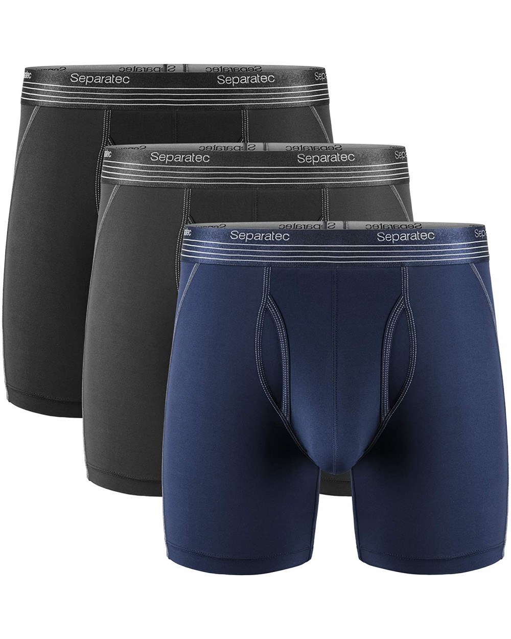 Men's Underwear 3 Pack Dual Pouch Sport Quick Dry Performance Boxer Briefs - Black/Navy Blue/Dark Gray - CE19270N9KC $60.27 B...