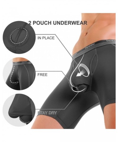 Men's Underwear 3 Pack Dual Pouch Sport Quick Dry Performance Boxer Briefs - Black/Navy Blue/Dark Gray - CE19270N9KC $60.27 B...