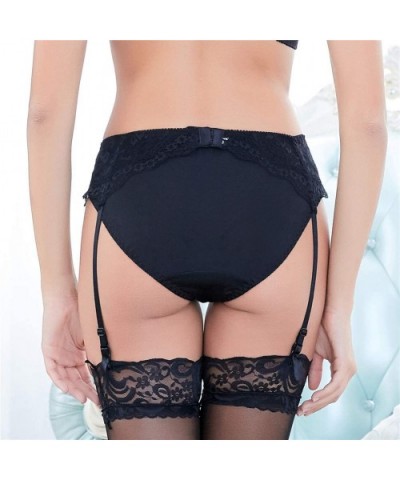 Women Sexy Lace Suspender Black Garter Belt for Thigh High Stockings - Black - CH183YHGIGN $23.25 Garters & Garter Belts