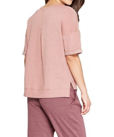 Women's Brushed Fleece Short Sleeve Lounge Sweatshirt - Lumbrook Mauve - CU1936L87DE $28.43 Tops