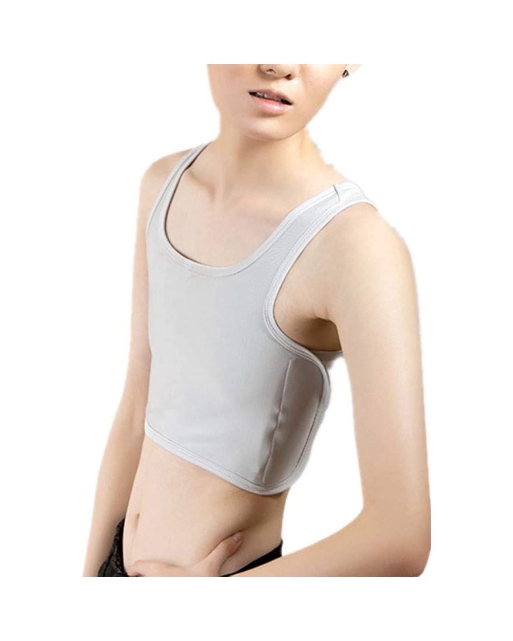 Tomboy Vest Super Flat Adjustable Hook&Loop Chest Binder Quick Dry Lesbian Tops - Gray - CO18WIO0YMD $30.32 Bustiers & Corsets