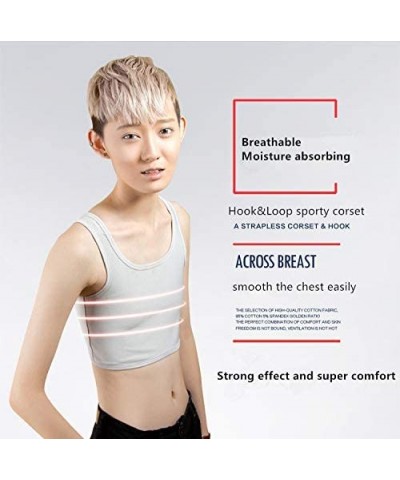 Tomboy Vest Super Flat Adjustable Hook&Loop Chest Binder Quick Dry Lesbian Tops - Gray - CO18WIO0YMD $30.32 Bustiers & Corsets