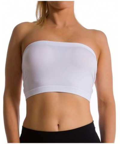 Seamless Strapless Sports Bra Bandeau Tube Top No Pad Mini Hot Tee - White - CN12HA6UN3B $11.80 Camisoles & Tanks