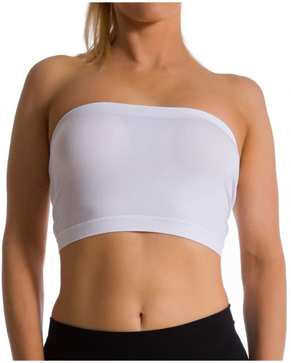 Seamless Strapless Sports Bra Bandeau Tube Top No Pad Mini Hot Tee - White - CN12HA6UN3B $11.80 Camisoles & Tanks