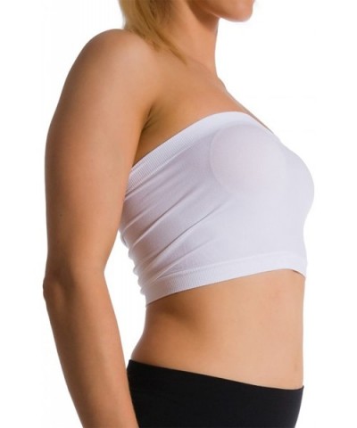 Seamless Strapless Sports Bra Bandeau Tube Top No Pad Mini Hot Tee - White - CN12HA6UN3B $11.80 Camisoles & Tanks