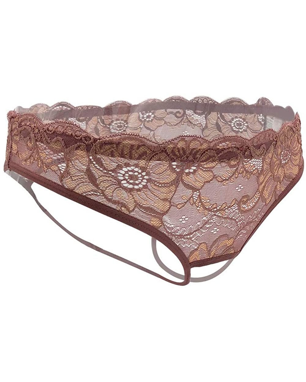 Women Sexy Floral lace Briefs - Coffee - C818W3XT2O5 $14.09 Panties