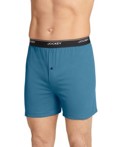 Men's Underwear Knit Boxer - Lake Blue - C3195R7A88R $29.88 Boxers