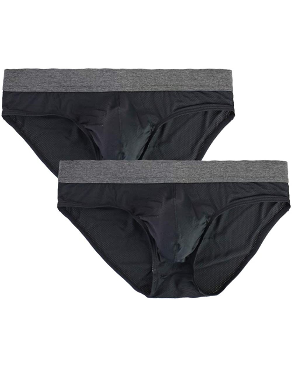 Mens Basic Briefs Lightweight Micro Mesh Comfortable Underwear Pack - 2 Pack Black - CU18QO24W67 $22.89 Briefs