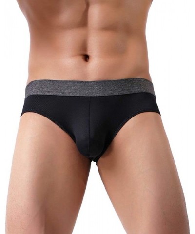 Mens Basic Briefs Lightweight Micro Mesh Comfortable Underwear Pack - 2 Pack Black - CU18QO24W67 $22.89 Briefs