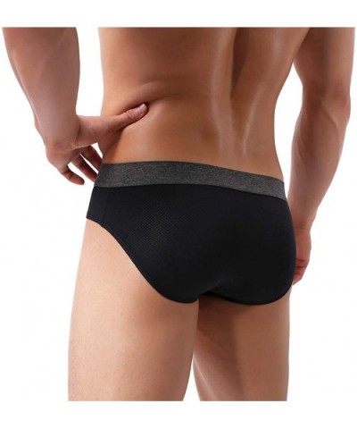 Mens Basic Briefs Lightweight Micro Mesh Comfortable Underwear Pack - 2 Pack Black - CU18QO24W67 $22.89 Briefs