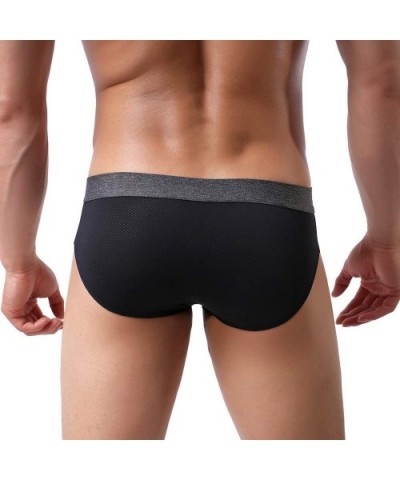 Mens Basic Briefs Lightweight Micro Mesh Comfortable Underwear Pack - 2 Pack Black - CU18QO24W67 $22.89 Briefs