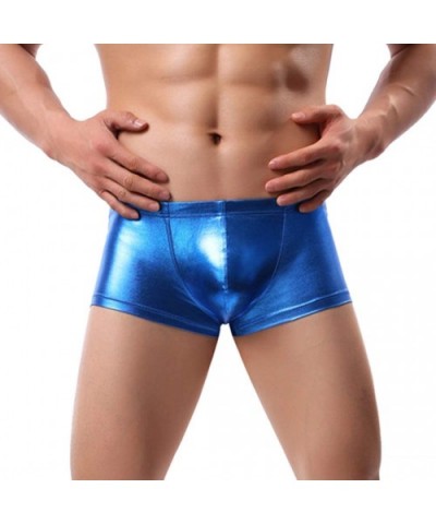 Men's Liquid Metallic Boxer Shorts Drawstring Underwear Briefs Swimsuit Trunks Underpants Swimwear - Blue a - CA18U6TW9N2 $13...