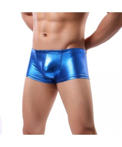 Men's Liquid Metallic Boxer Shorts Drawstring Underwear Briefs Swimsuit Trunks Underpants Swimwear - Blue a - CA18U6TW9N2 $13...