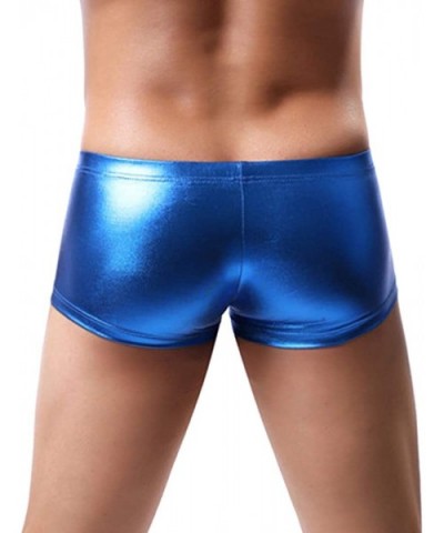 Men's Liquid Metallic Boxer Shorts Drawstring Underwear Briefs Swimsuit Trunks Underpants Swimwear - Blue a - CA18U6TW9N2 $13...