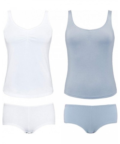 Women's Sexy Slim Fit Camisole Tank Top with Shorts Pajama Set - Lt Gray- White(set 2 Pack) - C718SKSCW5G $44.88 Sets