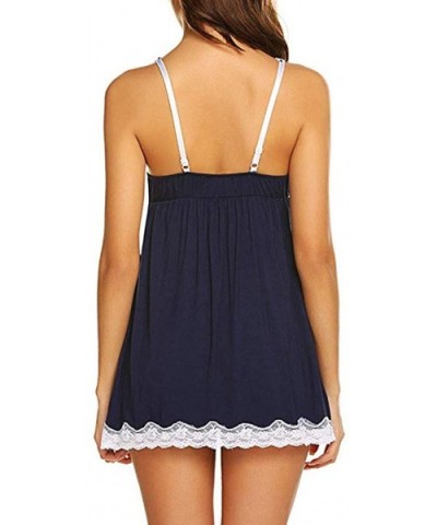 Women Sexy Lace Nightdress V-Neck Bow Lingerie Sleepdress Babydoll Underwear Dress with G-String - Navy - CI1987ADOL8 $19.32 ...