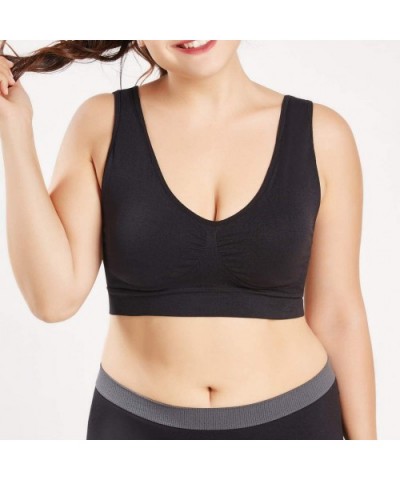 Women's Full Figure No Bounce Plus Size Camisole Spot Comfort Full-Support Sport Bra Ultra-Thin Cup Tops Bra - Black - CF18RS...