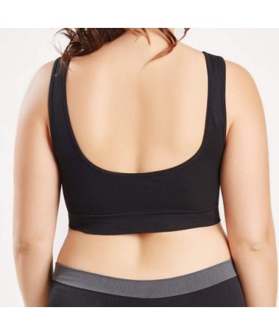 Women's Full Figure No Bounce Plus Size Camisole Spot Comfort Full-Support Sport Bra Ultra-Thin Cup Tops Bra - Black - CF18RS...