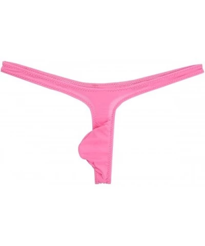 Men's Enhancing Bulge Pouch G-String Thongs Low Rise Breathable Bikini Briefs Underwear - Pink - C019DASYWKI $18.34 G-Strings...