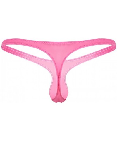 Men's Enhancing Bulge Pouch G-String Thongs Low Rise Breathable Bikini Briefs Underwear - Pink - C019DASYWKI $18.34 G-Strings...