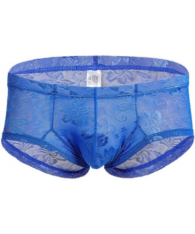 Fashion Sexy Full Lace S Men Underwear Lingerie Men Underwear Sexy Briefs Male Panties - Blue - CR19E705NMI $55.24 Briefs