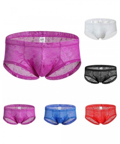 Fashion Sexy Full Lace S Men Underwear Lingerie Men Underwear Sexy Briefs Male Panties - Blue - CR19E705NMI $55.24 Briefs