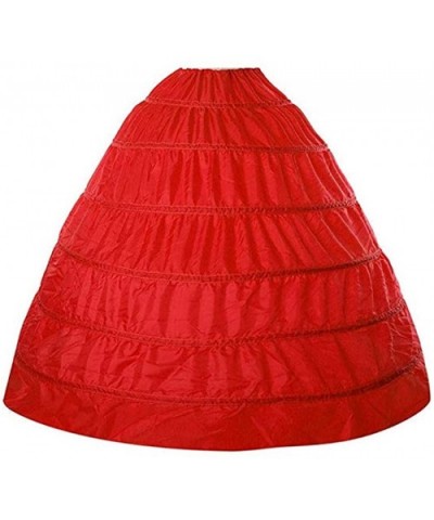 Women's Petticoat 6 Hoops Long Underskirt for Wedding Ball Gown C002 - Red - C1192ZIST9L $39.00 Slips