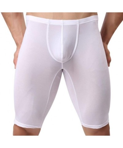 Men's Ice Silk Sexy Solid Color Breathable Youth Ice Silk Trousers - White - CQ18TD6ZDEI $18.23 Boxers