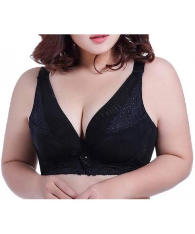 Womens Push up Plus Size Full Coverage Lace Underwire Thin Bras Basic Bra - Black - CI18SRTGYRW $27.95 Bras