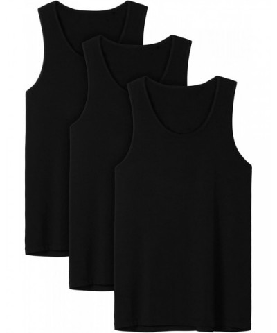 Men's Bamboo Rayon Undershirts Crew Neck Tank Tops 3 Pack - 3 Pack Bamboo Plain - Black - CH185N6HNGD $61.95 Undershirts