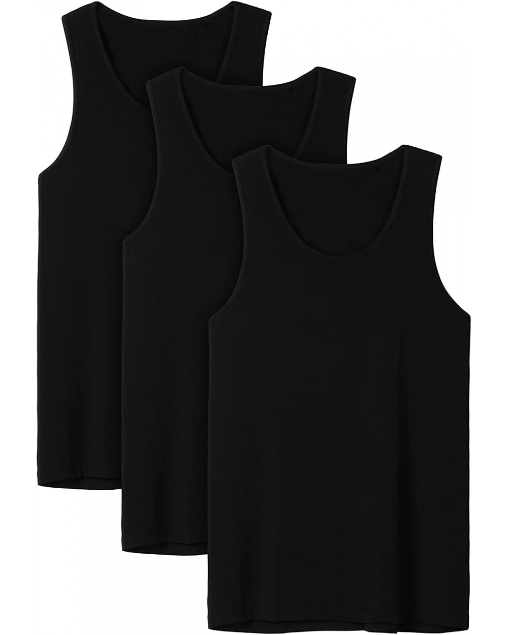 Men's Bamboo Rayon Undershirts Crew Neck Tank Tops 3 Pack - 3 Pack Bamboo Plain - Black - CH185N6HNGD $61.95 Undershirts