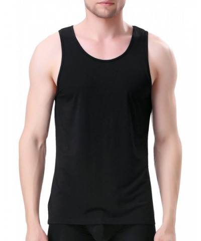 Men's Bamboo Rayon Undershirts Crew Neck Tank Tops 3 Pack - 3 Pack Bamboo Plain - Black - CH185N6HNGD $61.95 Undershirts