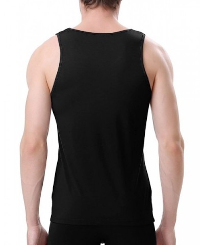 Men's Bamboo Rayon Undershirts Crew Neck Tank Tops 3 Pack - 3 Pack Bamboo Plain - Black - CH185N6HNGD $61.95 Undershirts