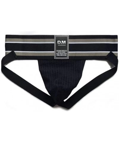 Men's Sexy Thong Jockstrap Wide Waist T-Back Panties Low Rise Personality Motion High Elasticity Underwear DM80 - Black - CG1...