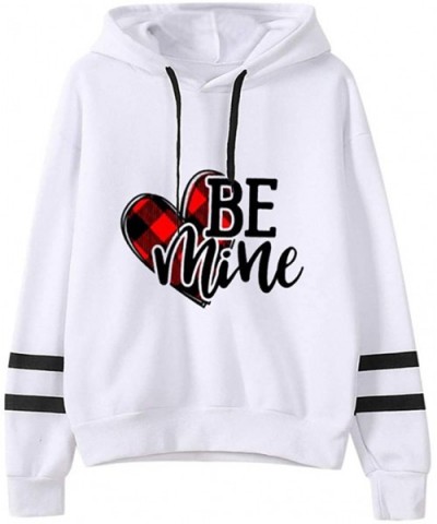 Womens Printed Hooded Sweatshirt Casual Long Sleeve Pullover Tops for Valentine's Day - D - CE1945DDR35 $25.30 Slips