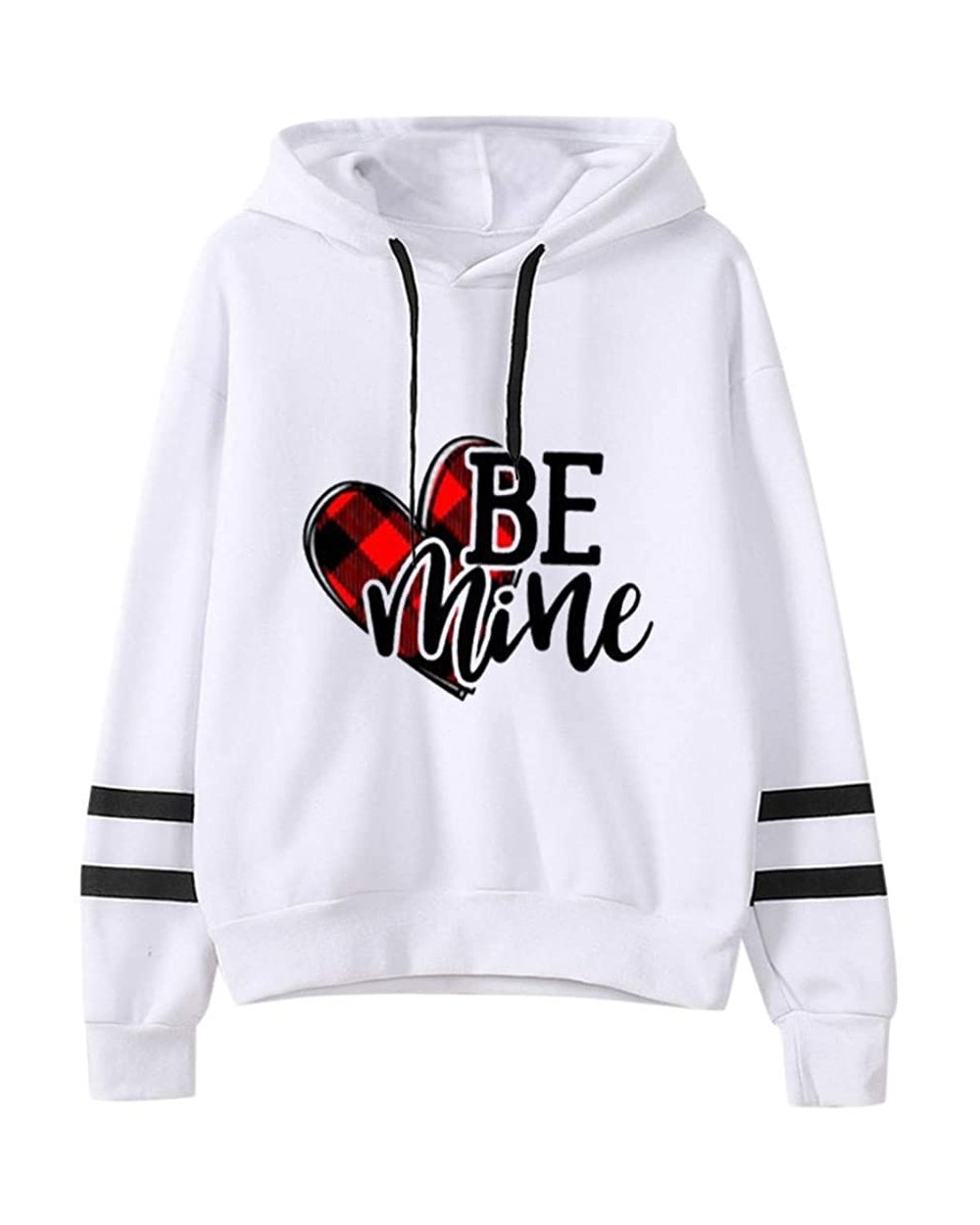 Womens Printed Hooded Sweatshirt Casual Long Sleeve Pullover Tops for Valentine's Day - D - CE1945DDR35 $25.30 Slips