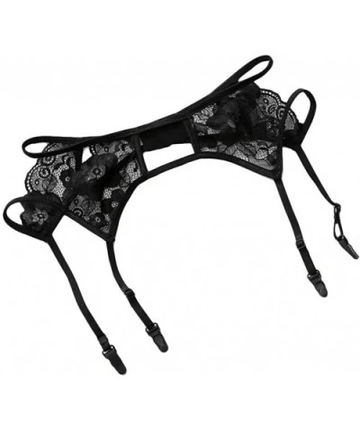 Womens Sexy Floral Lace Garter Belt Suspender with Open Crotch G-String Panty - A - CZ19E4HQ465 $11.96 Garters & Garter Belts