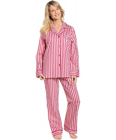 100% Cotton Pajama Set for Women - Stripes Red-white - CO17AZS679S $61.33 Sets