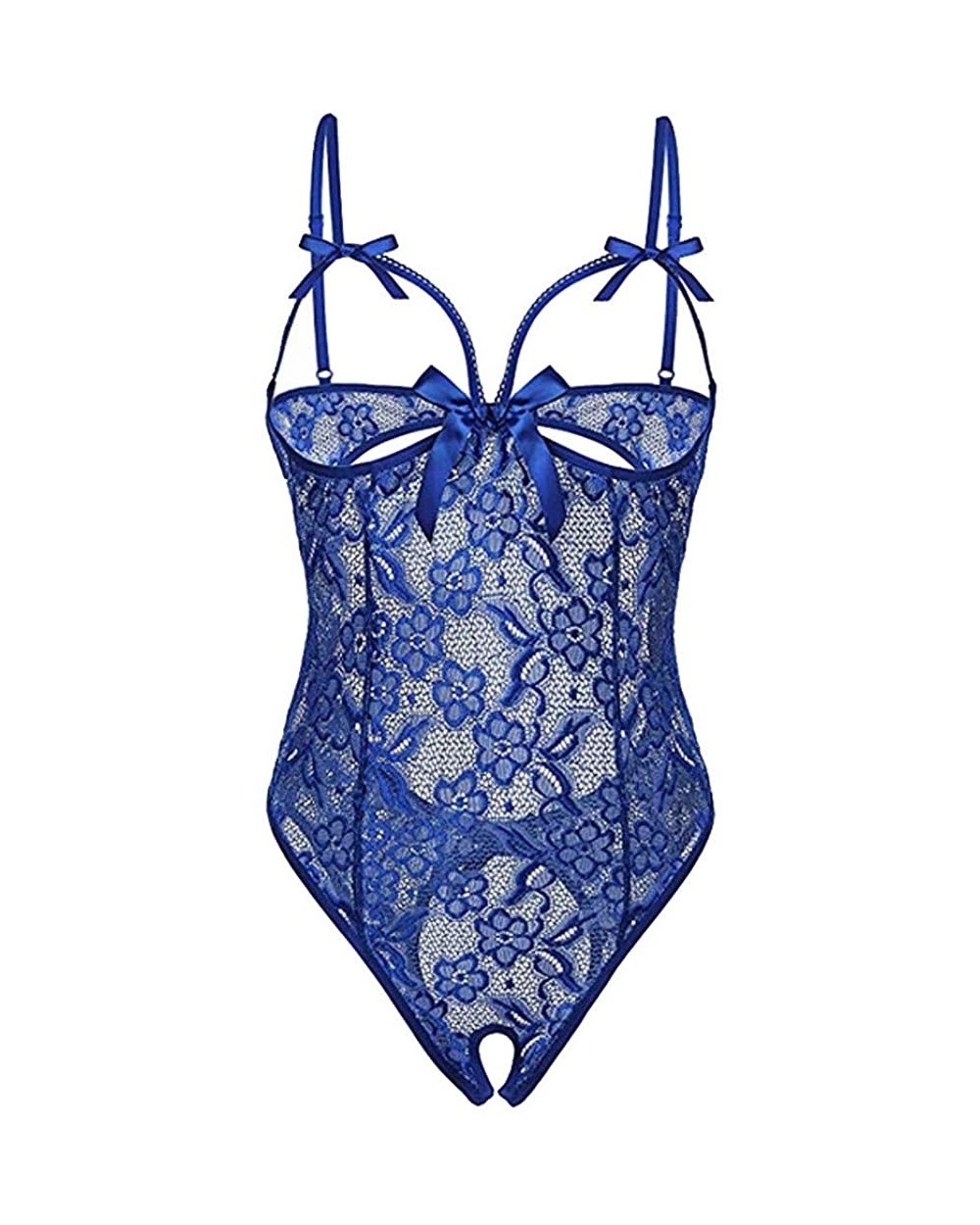 Women's Lingerie Sexy Lace Gauze One-Piece Garment Lace Pajamas Underwear S-XXXL - Blue - C11945XC2IG $20.72 Accessories