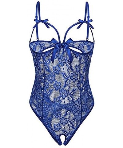 Women's Lingerie Sexy Lace Gauze One-Piece Garment Lace Pajamas Underwear S-XXXL - Blue - C11945XC2IG $20.72 Accessories