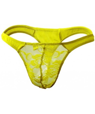 Mens Lace Mesh Thongs Lingerie G-String Thongs Panties Briefs See-Through Underpants - Yellow - CR194KDK7YU $15.04 G-Strings ...