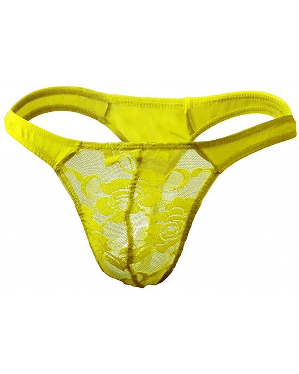 Mens Lace Mesh Thongs Lingerie G-String Thongs Panties Briefs See-Through Underpants - Yellow - CR194KDK7YU $15.04 G-Strings ...